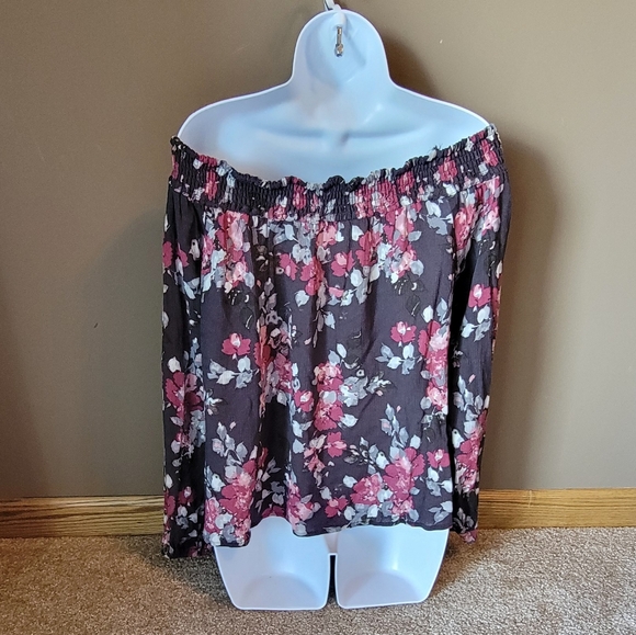 Aeropostale Off The Shoulder L9ng Sleeved Floral Blouse Size Large - Picture 5 of 11